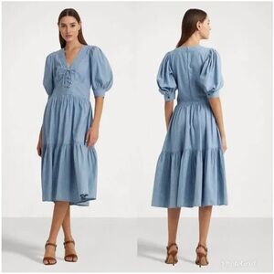Lauren Ralph Lauren Women's Cotton Puff-Sleeve Chambray
Dress